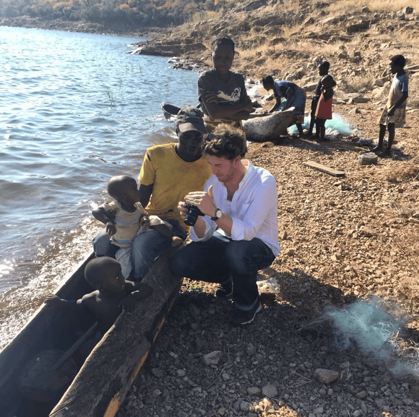 Meeting fishers on a riverbank in Mozambique